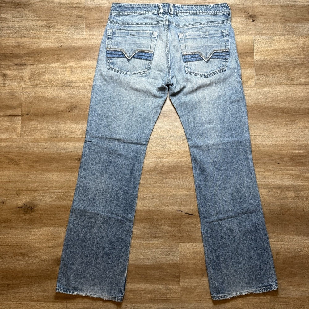 Diesel Zatiny Jeans Men 33x32 Blue Bootcut Stone Wash Embroidered Denim 8FC Y2K